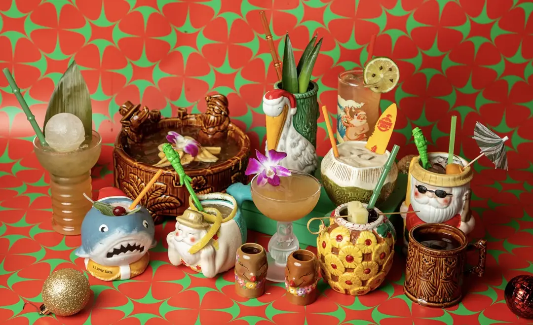 The full Sippin' Santa 2026 lineup of custom tiki mugs and glassware